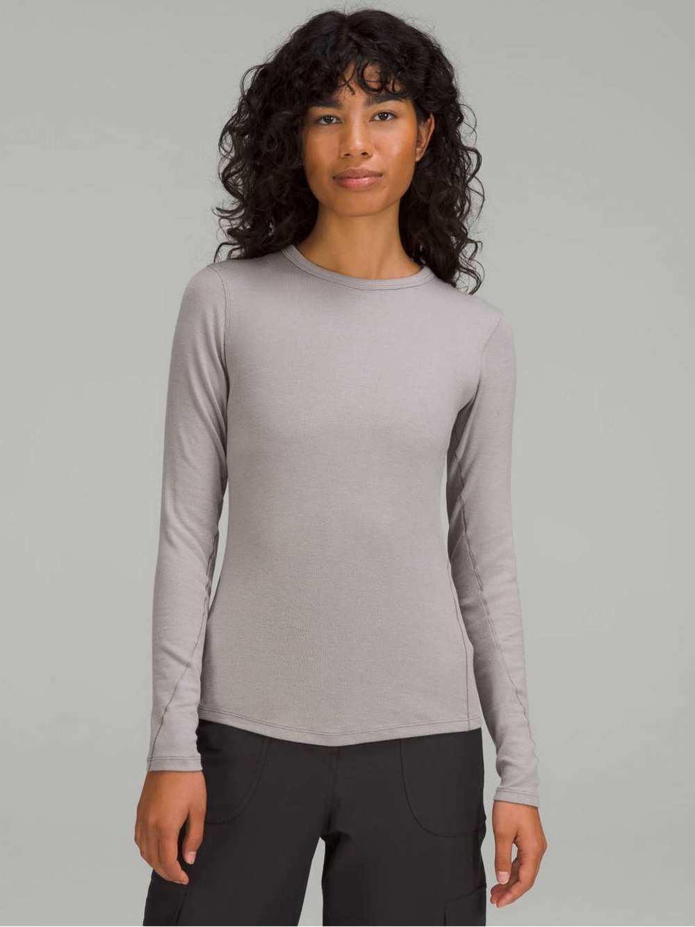 lululemon athletica Light Gray Long Sleeve Crew Top